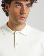 Long-sleeved viscose-blend polo shirt