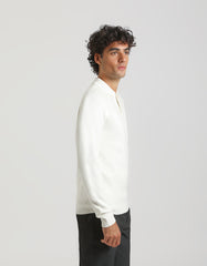 Long-sleeved viscose-blend polo shirt