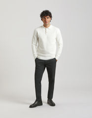 Long-sleeved viscose-blend polo shirt