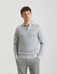 Long-sleeved viscose-blend polo shirt