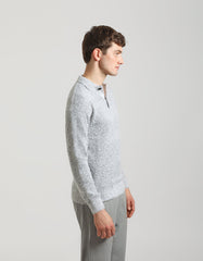 Long-sleeved viscose-blend polo shirt