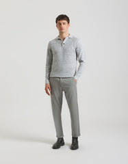 Long-sleeved viscose-blend polo shirt