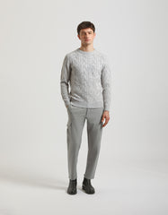 Crew-neck sweater with braid