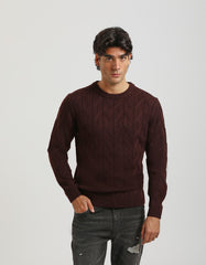 Crew-neck sweater with braid