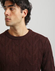 Crew-neck sweater with braid