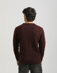 Crew-neck sweater with braid