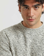 Crew-neck sweater with diamond pattern 100% cotton