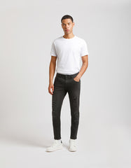 Dark skinny fit jeans with rips