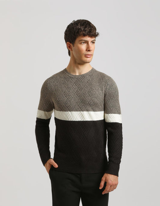 Colorblock crewneck sweater