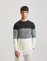 Maglia girocollo colorblock strutturata