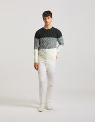 Maglia girocollo colorblock strutturata