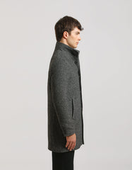 Mock neck coat with patterned