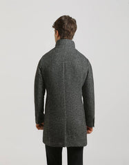 Mock neck coat with patterned