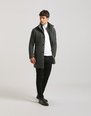 Mock neck coat with patterned