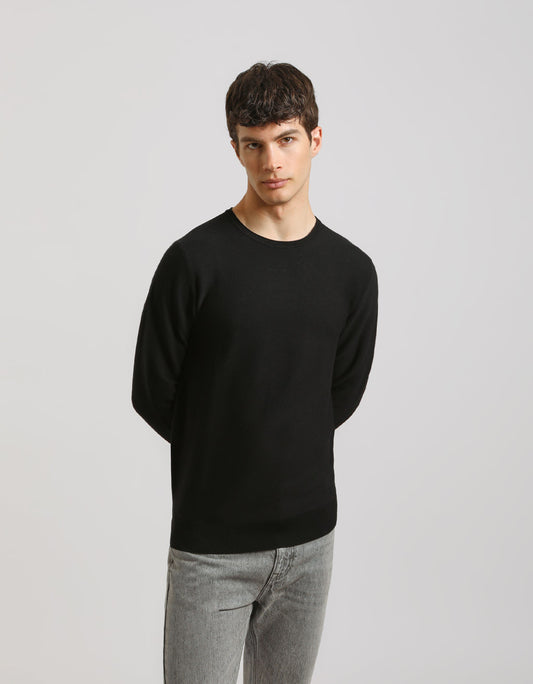 Structured crew-neck jersey