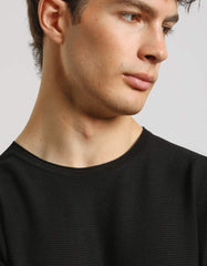 Structured crew-neck jersey