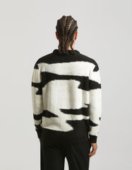 Abstract patterned crew-neck sweater