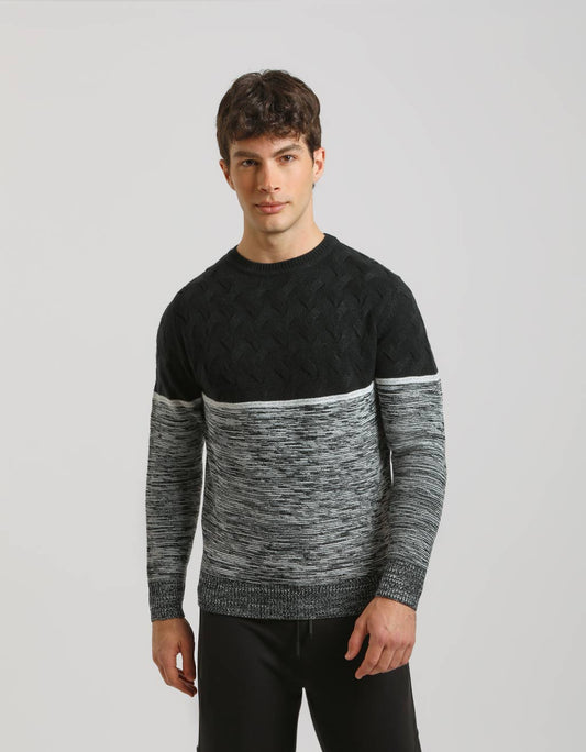 colorblock crew neck sweater
