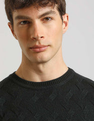 colorblock crew neck sweater