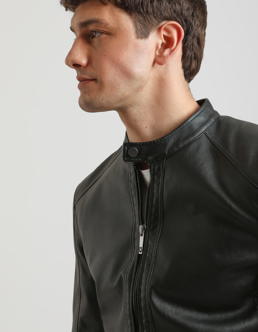 Giubbotto biker effetto pelle|Colore:Nero