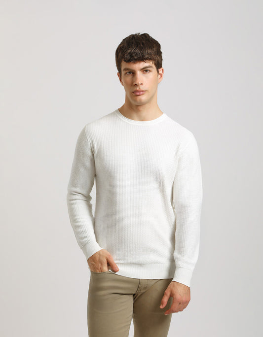 Structured crew-neck jersey