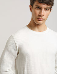 Structured crew-neck jersey
