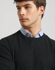 Structured crew-neck jersey