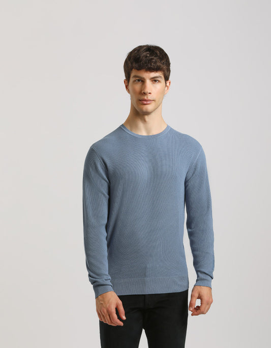 Structured crew-neck jersey