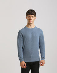 Structured crew-neck jersey