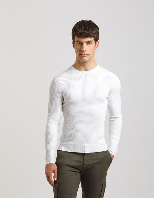 Ribbed crewneck sweater