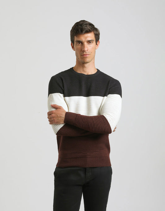 Colorblock crewneck sweater