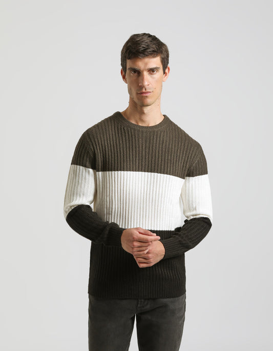 Colorblock crewneck sweater