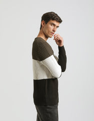 Colorblock crewneck sweater