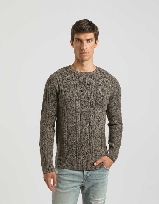 Crew-neck sweater with braid