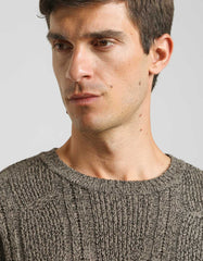 Crew-neck sweater with braid