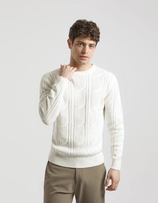 Crew-neck sweater with braid
