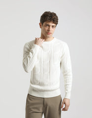 Crew-neck sweater with braid