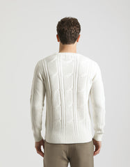 Crew-neck sweater with braid