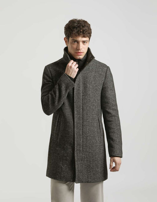 Mock neck coat