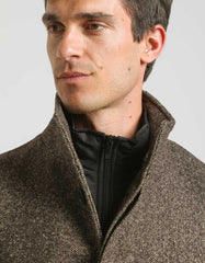 Mock neck coat with patterned