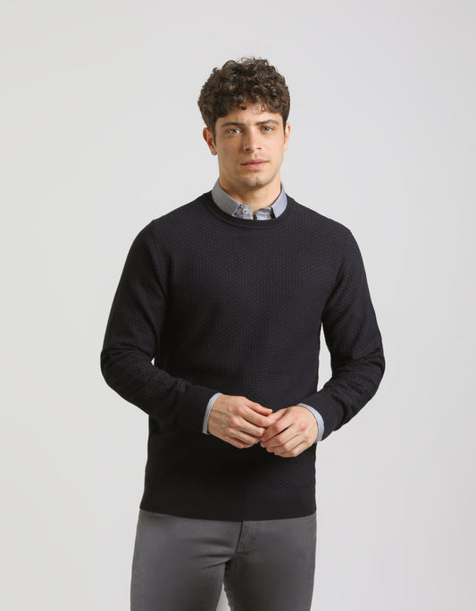 Structured crew-neck jersey