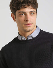 Structured crew-neck jersey