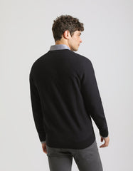 Structured crew-neck jersey