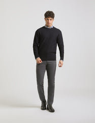 Structured crew-neck jersey