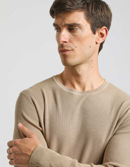 Structured crew-neck jersey