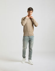 Structured crew-neck jersey