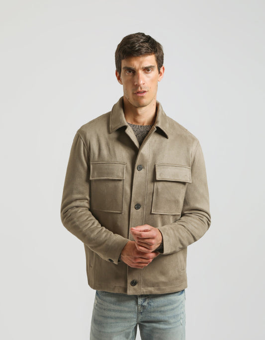 Suede-effect shirt jacket