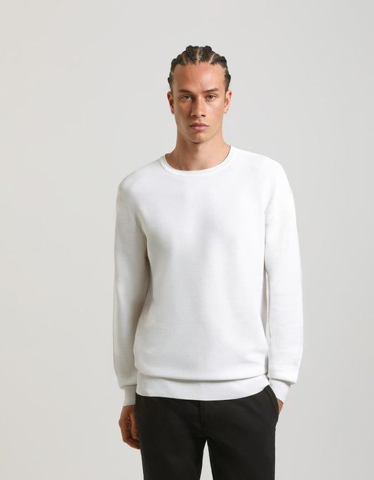 Structured crew-neck jersey