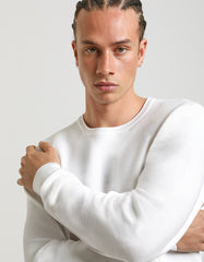 Structured crew-neck jersey
