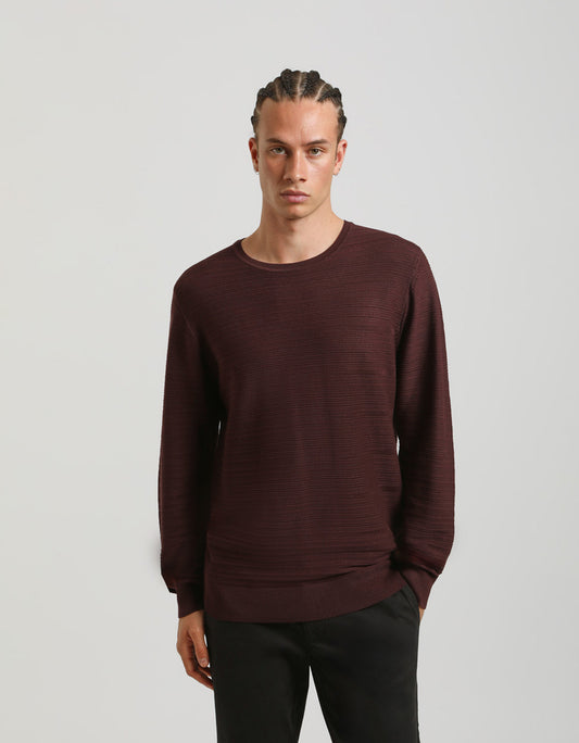 Structured crew-neck jersey